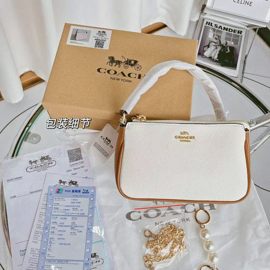 Coco Pearl Chain Mahjong Bag Retro Full Print Old Flower Underarm Bag Portable Women's Bag Fashionable Shoulder Crossbody Bag