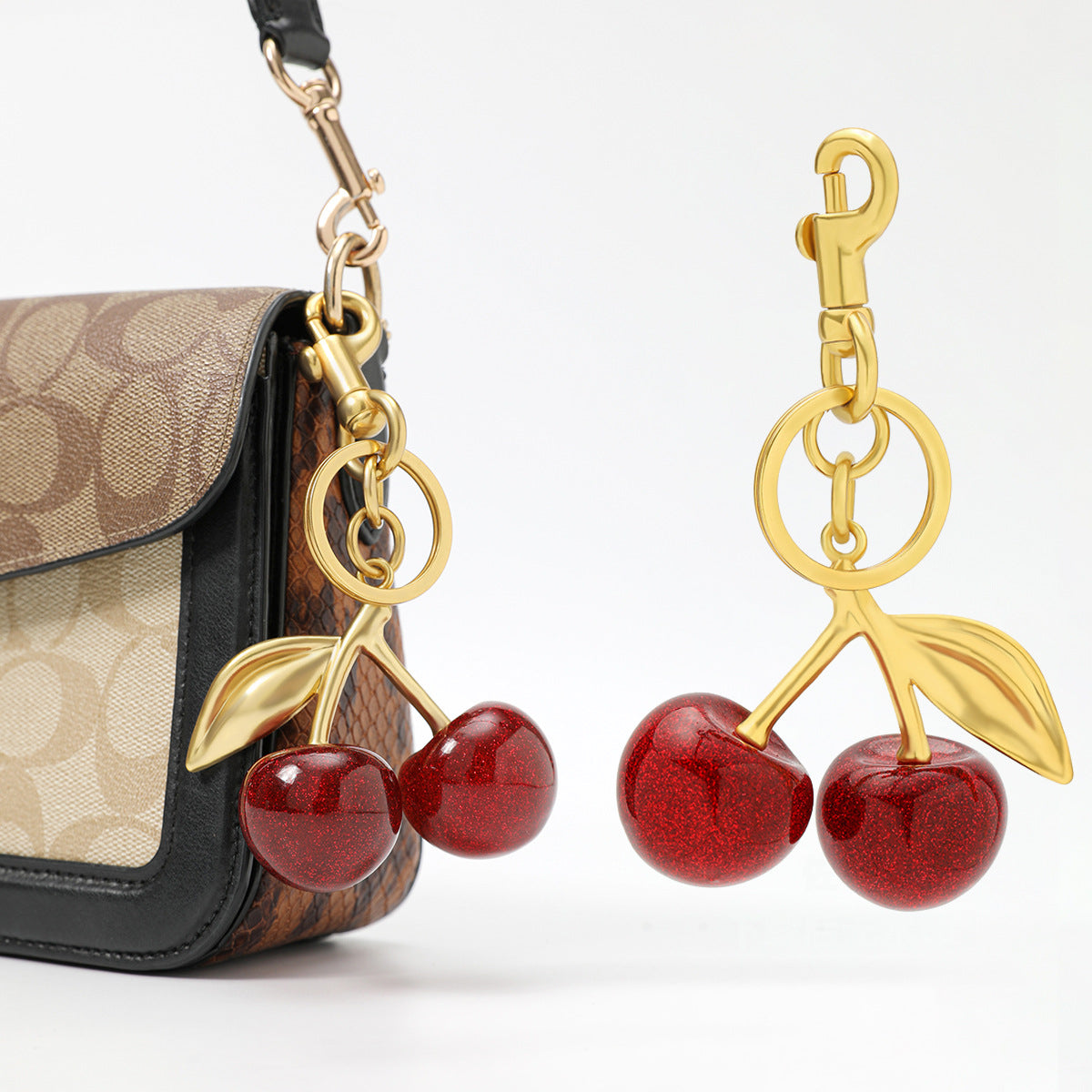 Cherry Fruit Bag Pendant Cherry Keychain Handbag Pendant Creative Lady Gift Car Decoration