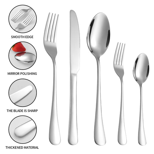 Cutlery Set Cross-border Amazon 1010 Stainless Steel Tableware Suit 5 Main Parts 30 Piece Set Knife, Fork And Spoon Suit