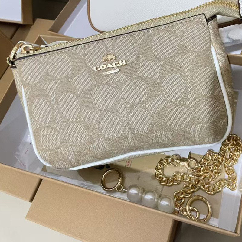 Coco Pearl Chain Mahjong Bag Retro Full Print Old Flower Underarm Bag Portable Women's Bag Fashionable Shoulder Crossbody Bag